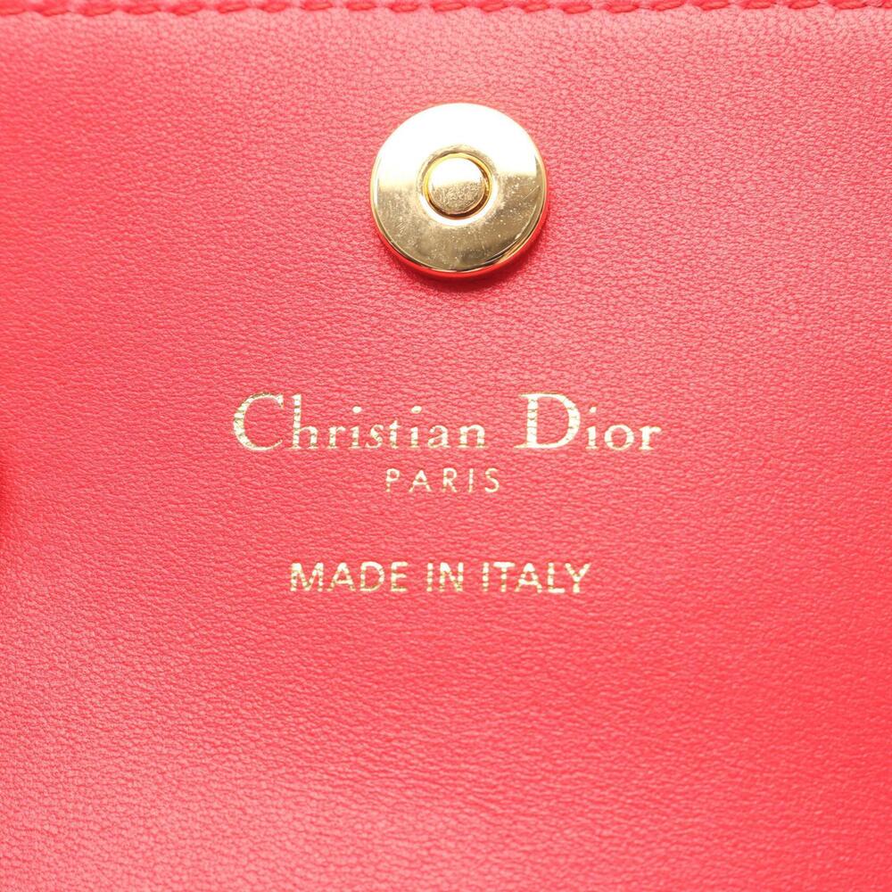 Christian Dior Caro Glycine Heart Cannage Coin Purse Wallet Leather Red - Picture 4 of 9